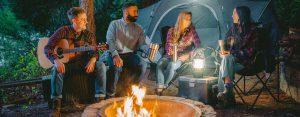 group around campfire
