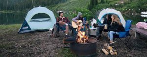 group around campfire wideshot